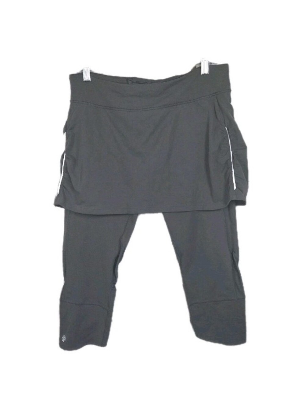 Athleta Contender 2 in 1 Skirted Capri Leggings Size L Gray Reflective Athletic